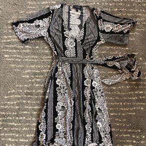 Laundry Black and White Print Wrap Dress